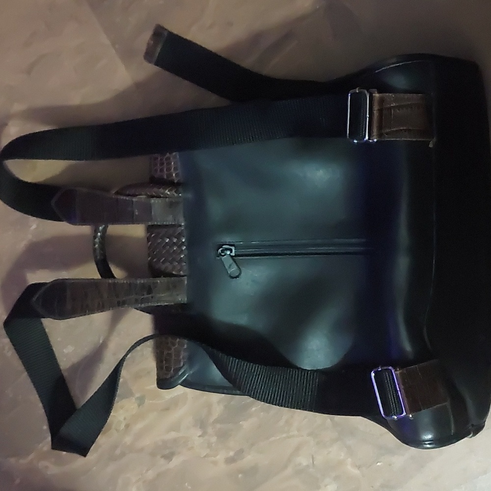 Vintage Brighton Black/ Brown  Leather Backpack Purse - Picture 2 of 6